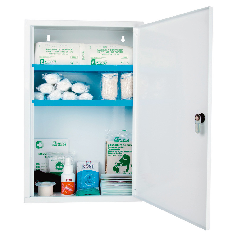 Esculape Armoire à pharmacie 1 porte pour 10 personnes - H.46 x L.30 x P.14 cm - Métal blanc