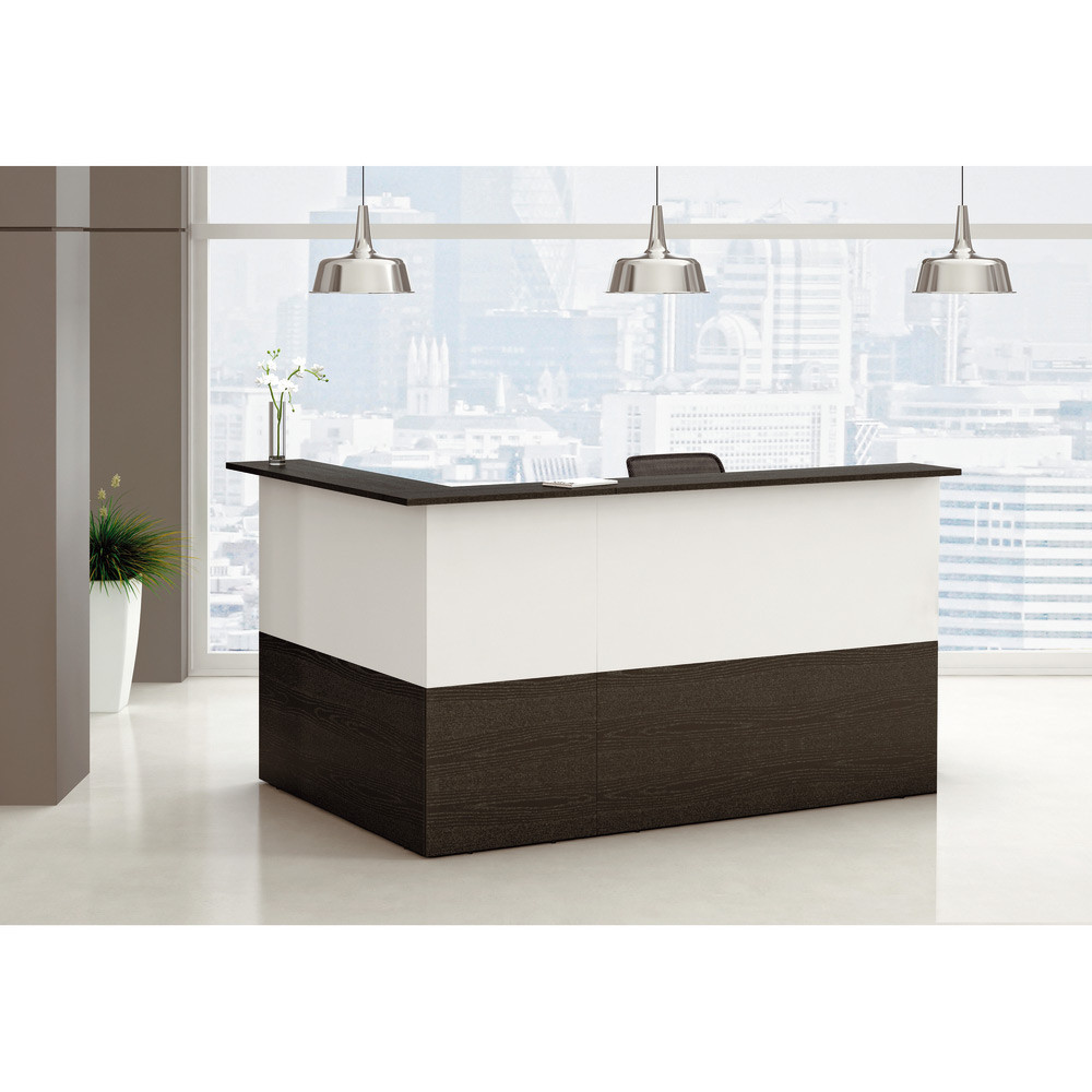 Pack Banque d'accueil Ola - Angle 90 + Module haut L.140 cm + Module haut L.80 cm - Noir / Blanc