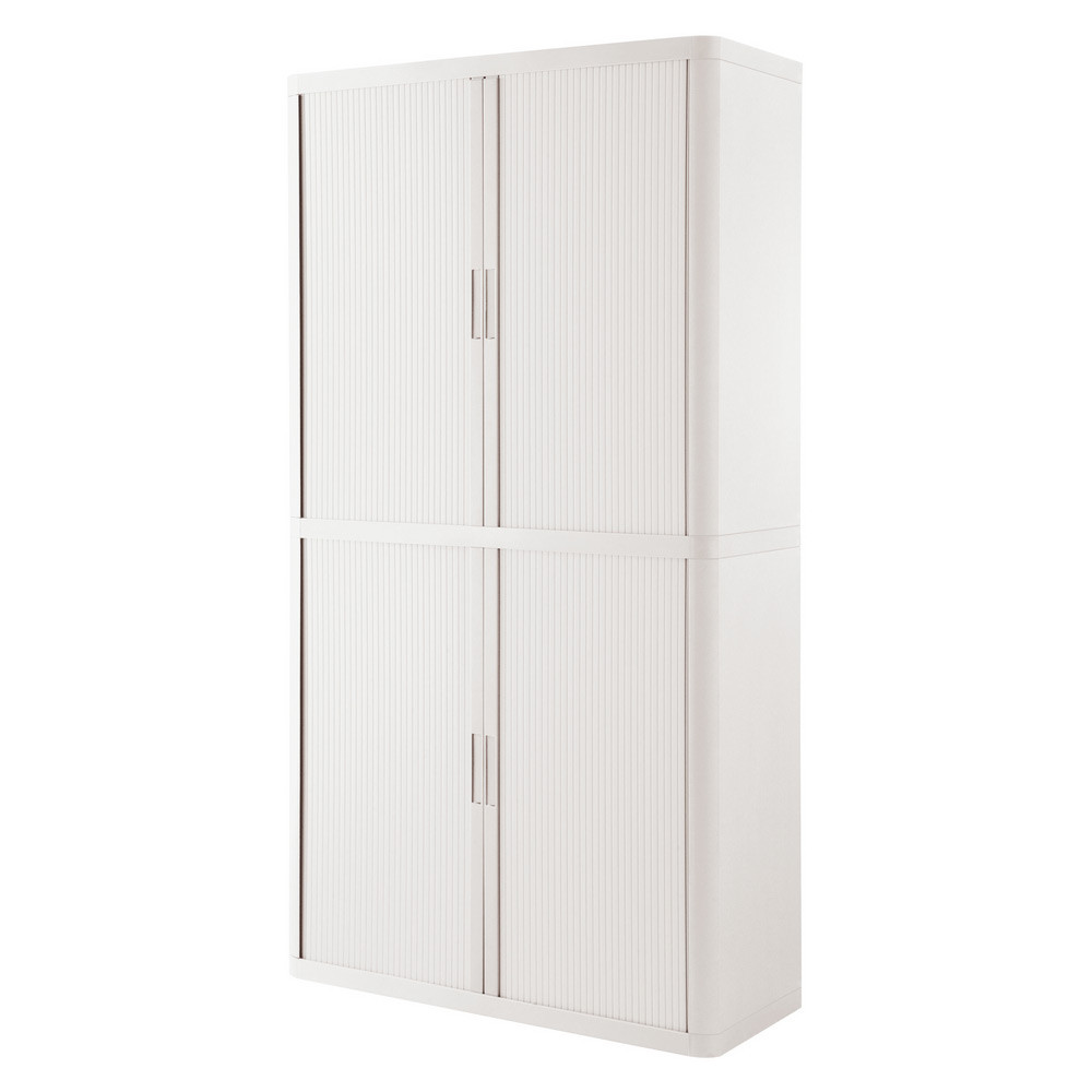 Armoire à rideaux métal et polystyrène EasyOffice - H.204 x L.110 cm - Corps Blanc - Rideaux Blanc