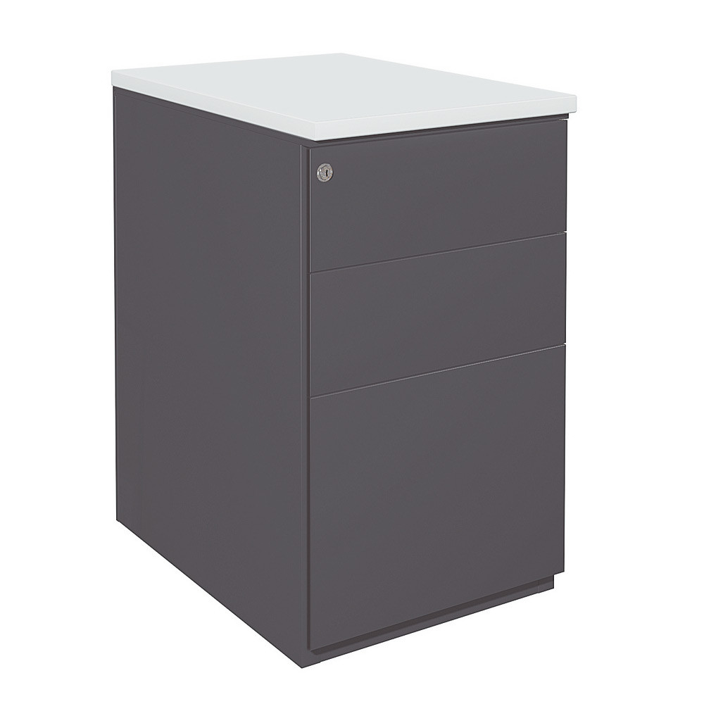 Caisson hauteur bureau mtal NF Environnement Anthracite top Gris, H.72 x L. 42 x P. 60 cm