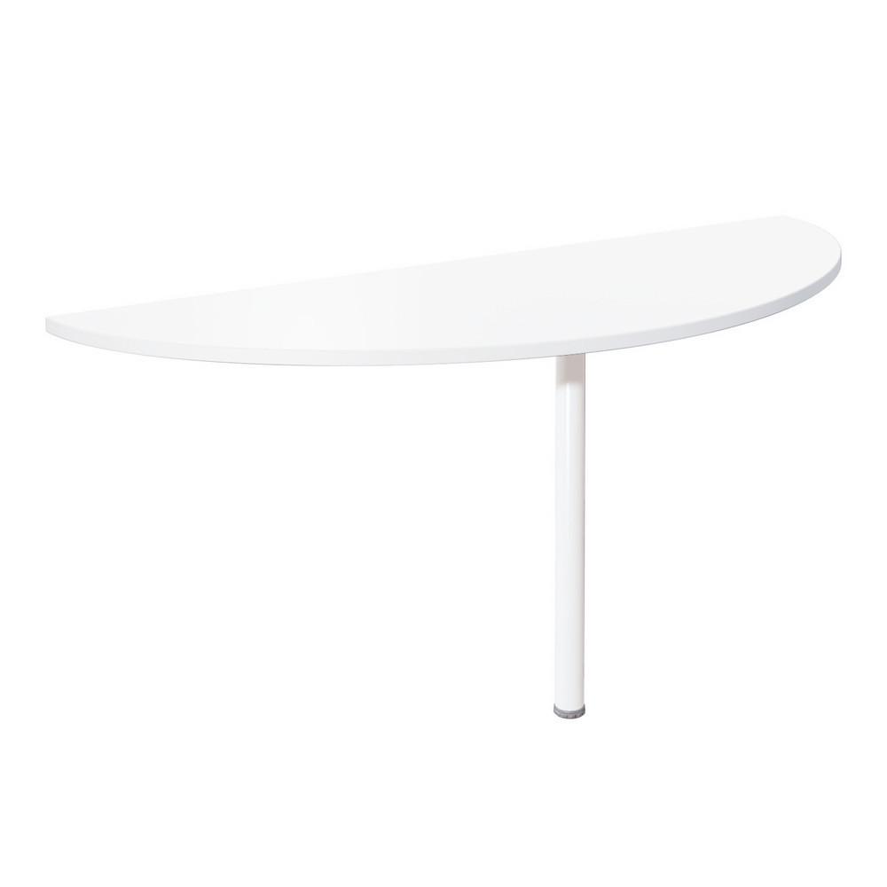 Extension Demi-lune Biospace - L.160 x P.60 cm - Plateau Blanc - Pied tube Blanc