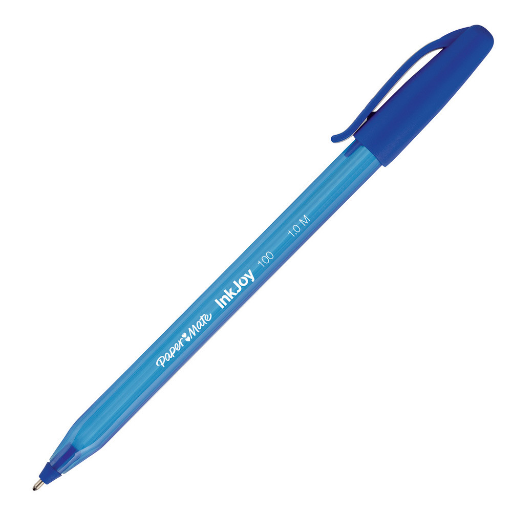 Paper Mate InkJoy 100 Stylo bille à capuchon pointe moyenne 0,7 mm bleu