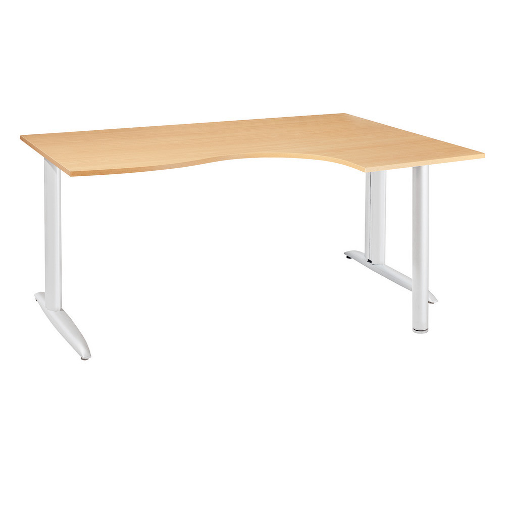 Bureau compact retour  droite Actual - L.160 x P.120 cm - Plateau Chne - Pieds L Blanc