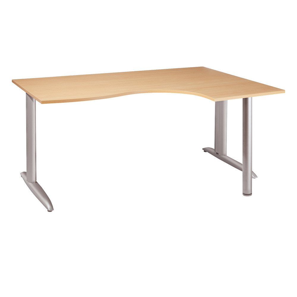 Bureau compact retour  droite Actual - L.160 x P.120 cm - Plateau Htre - Pieds L Aluminium