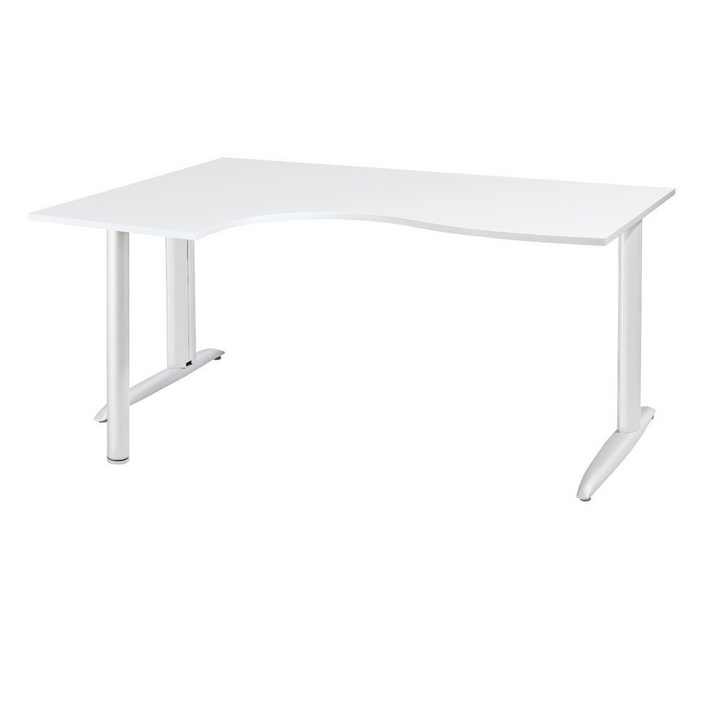 Bureau compact retour  gauche Actual - L.160 x P.120 cm - Plateau Blanc - Pieds L Blanc