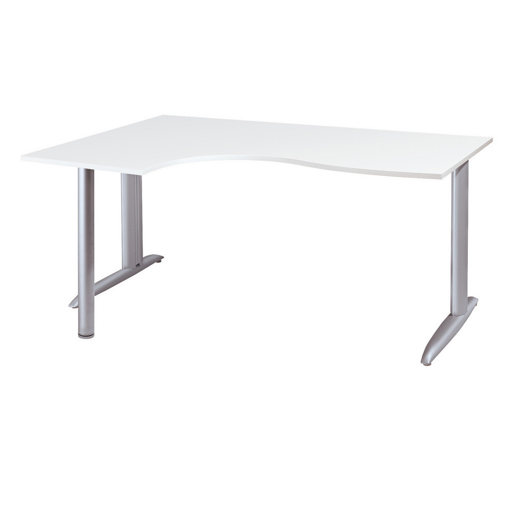 Bureau compact retour  gauche Actual - L.160 x P.120 cm - Plateau Blanc - Pieds L Aluminium