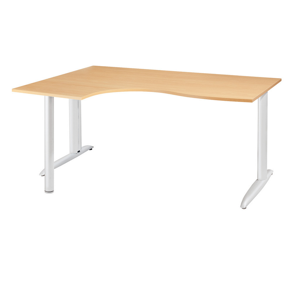 Bureau compact retour  gauche Actual - L.180 x P.120 cm - Plateau Chne - Pieds L Blanc