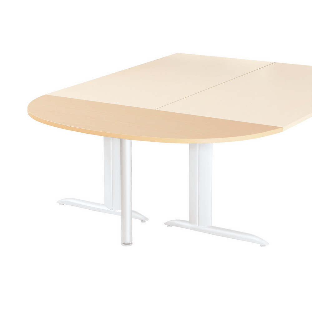 Extension Demi-lune Actual L.160 x P.60 cm - Plateau Htre - Pied tube rond Blanc