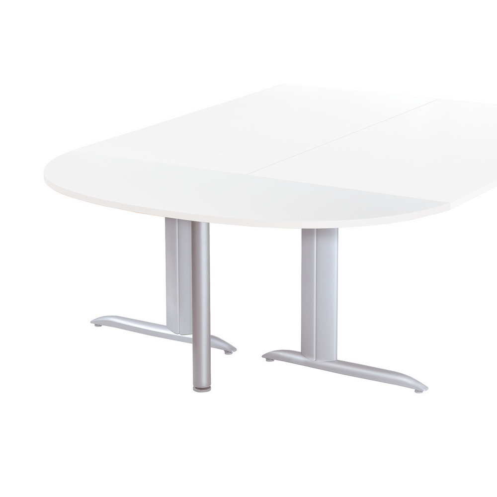 Extension Demi-lune Actual L.160 x P.60 cm - Plateau Blanc - Pied tube rond Aluminium
