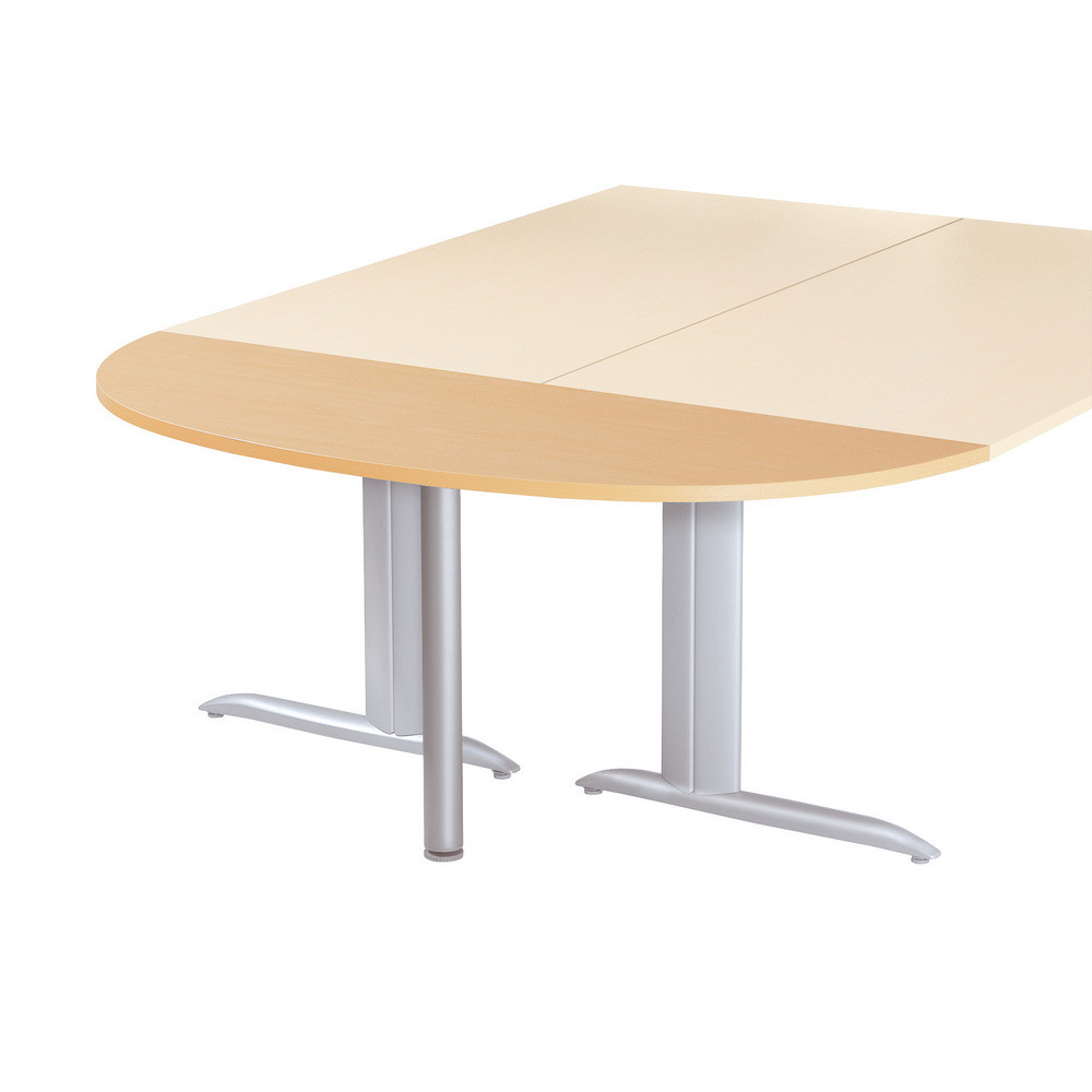 Extension Demi-lune Actual L.160 x P.60 cm - Plateau Chne naturel - Pied tube rond Aluminium