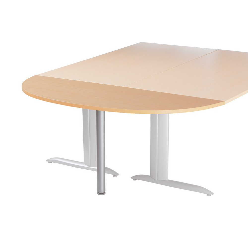 Extension Demi-lune Actual L.160 x P.60 cm - Plateau Htre - Pied tube rond Aluminium
