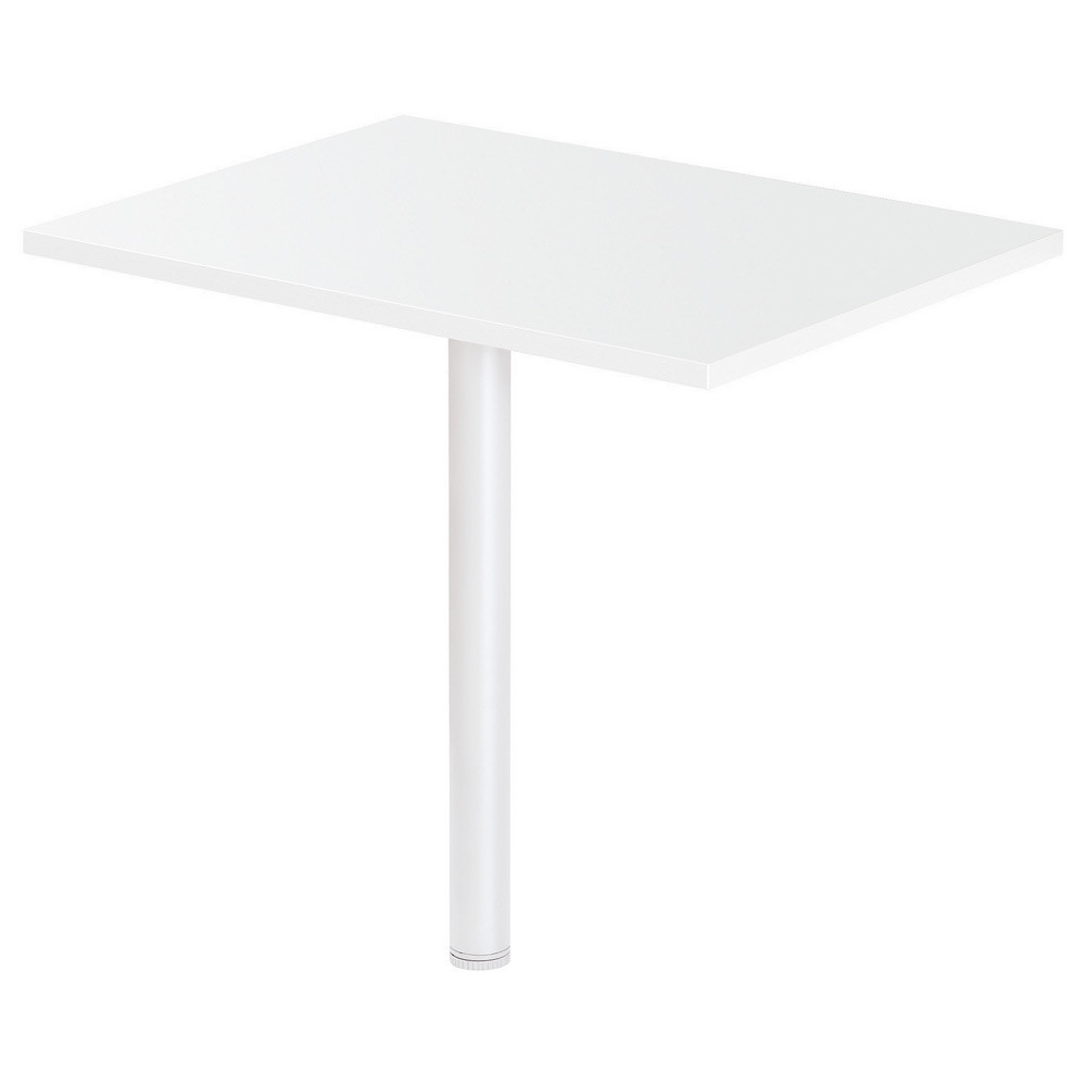 Extension Rectangle Actual L.80 x P.60 cm - Plateau Blanc - Pied tube rond Blanc