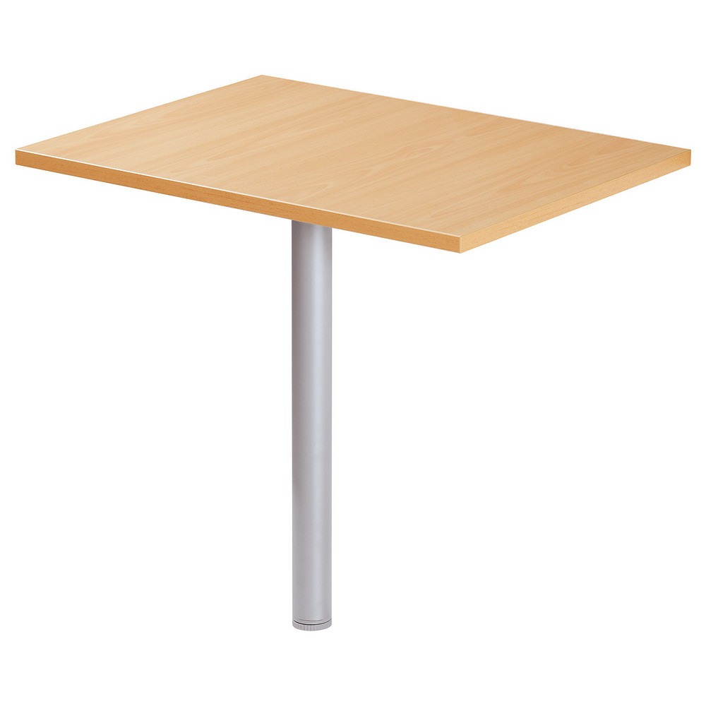 Extension Rectangle Actual L.80 x P.60 cm - Plateau Chne naturel - Pied tube rond Aluminium