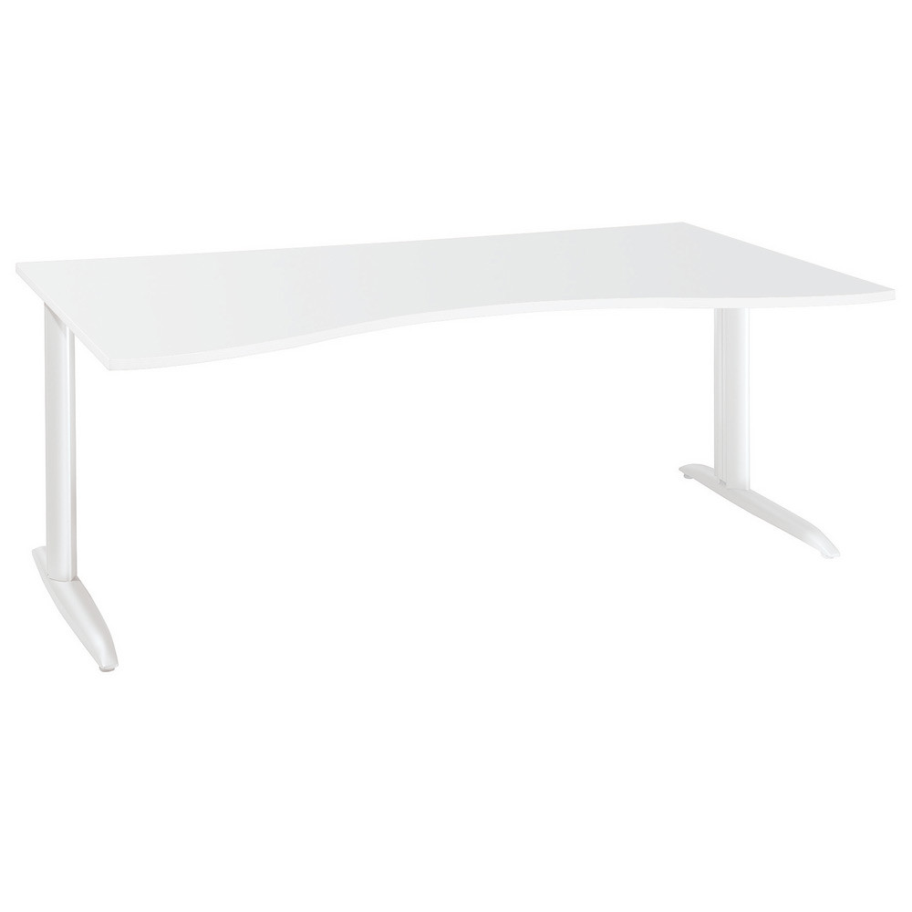 Bureau de direction Actual - L.180 x P.90 cm - Plateau Blanc - Pieds L Blanc