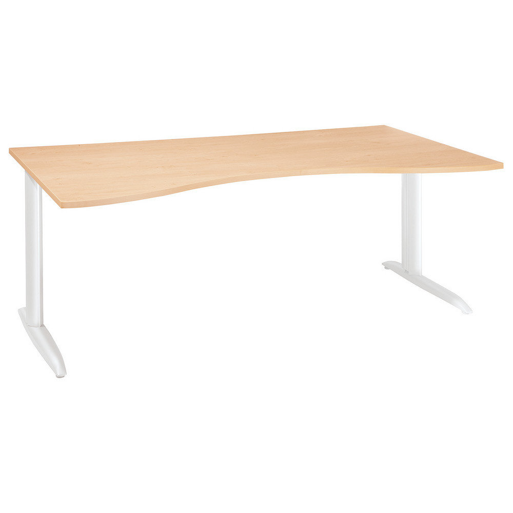 Bureau de direction Actual - L.180 x P.90 cm - Plateau Htre - Pieds L Blanc