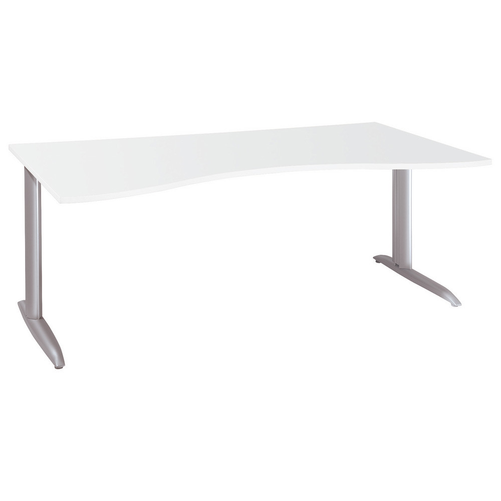 Bureau de direction Actual - L.180 x P.90 cm - Plateau Blanc - Pieds L Aluminium