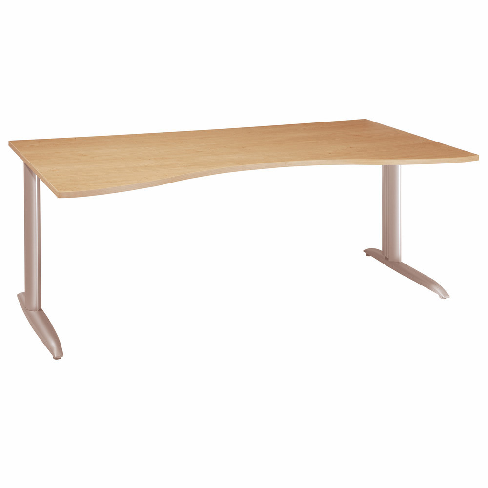 Bureau de direction Actual - L.180 x P.90 cm - Plateau Chne  - Pieds L Aluminium
