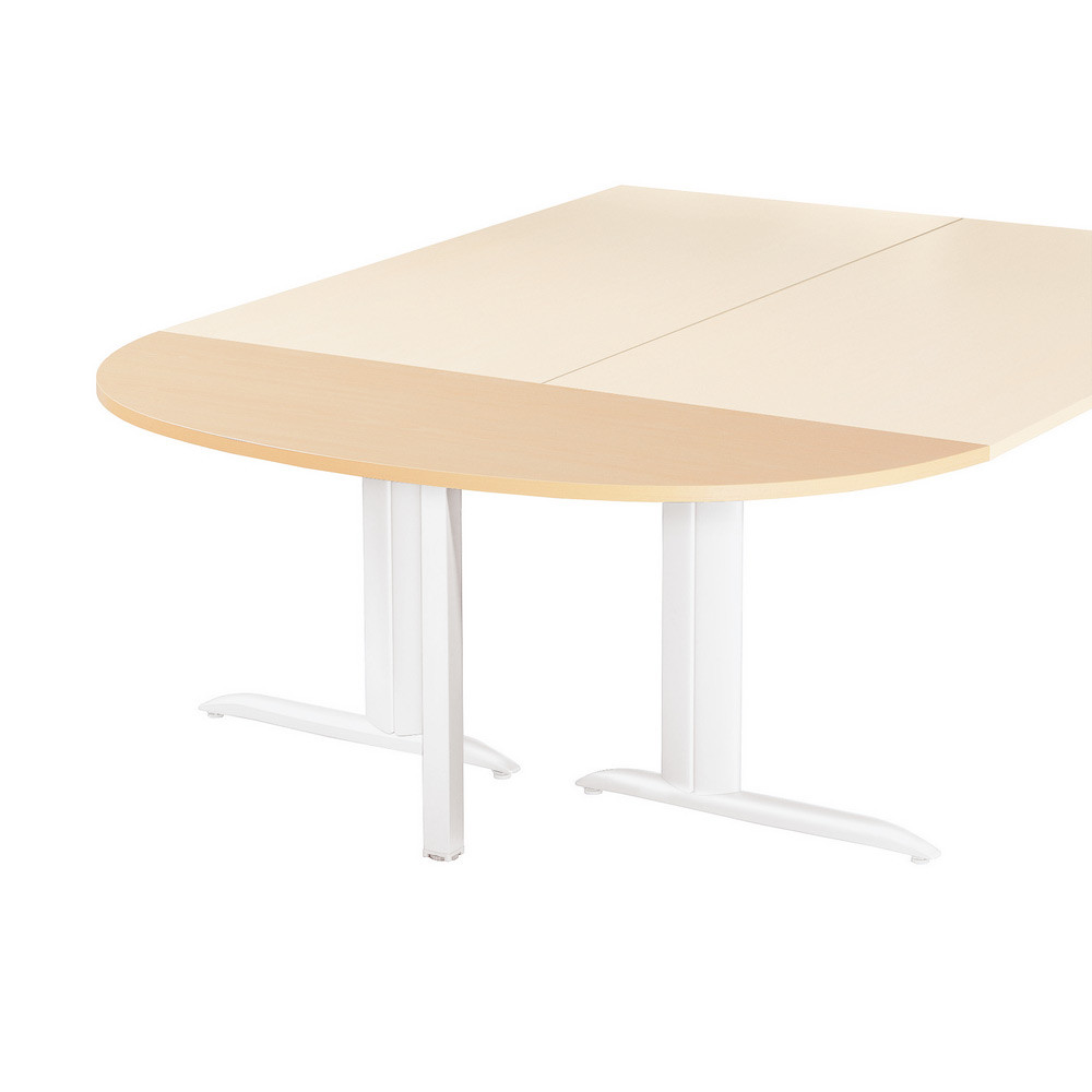 Extension Demi-lune Actual L.160 x P.60 cm - Plateau Htre - Pied tube carr Blanc