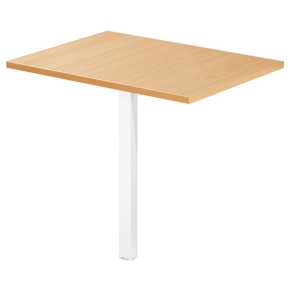 Extension Rectangle Actual L.80 x P.60 cm - Plateau Chne naturel - Pied tube carr Blanc