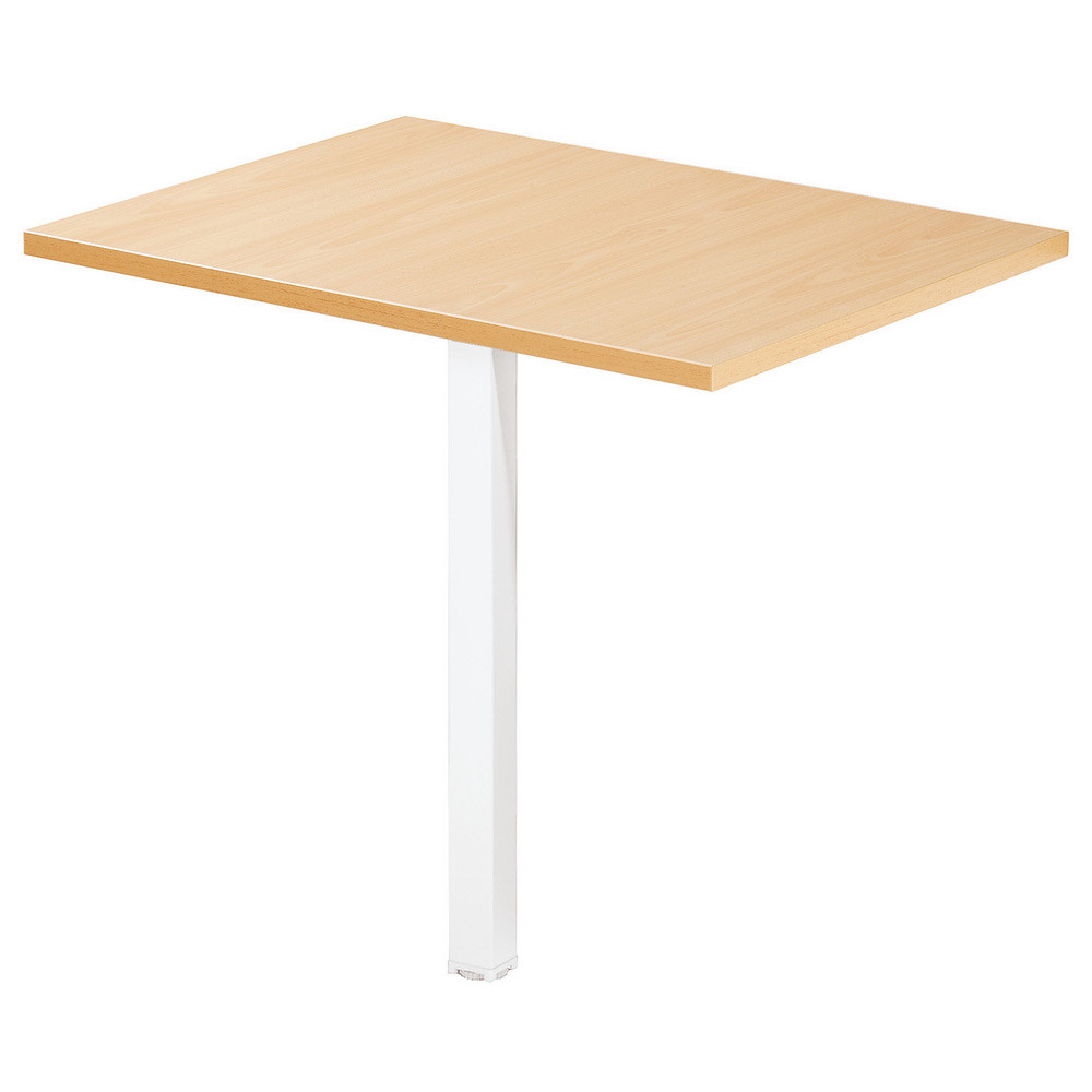 Extension Rectangle Actual L.80 x P.60 cm - Plateau Htre - Pied tube carr Blanc