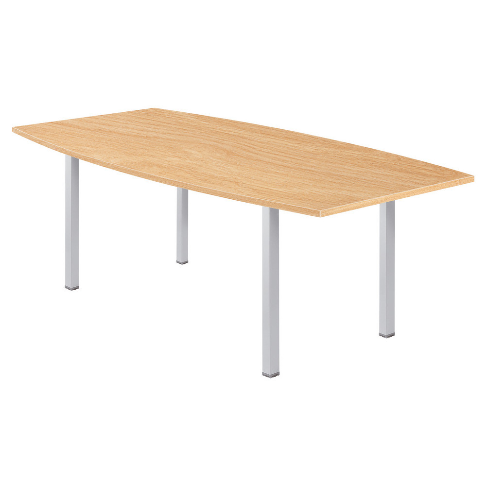 Table tonneau Actual L.200 x P.100 cm - Plateau Chne - Pieds carrs Aluminium