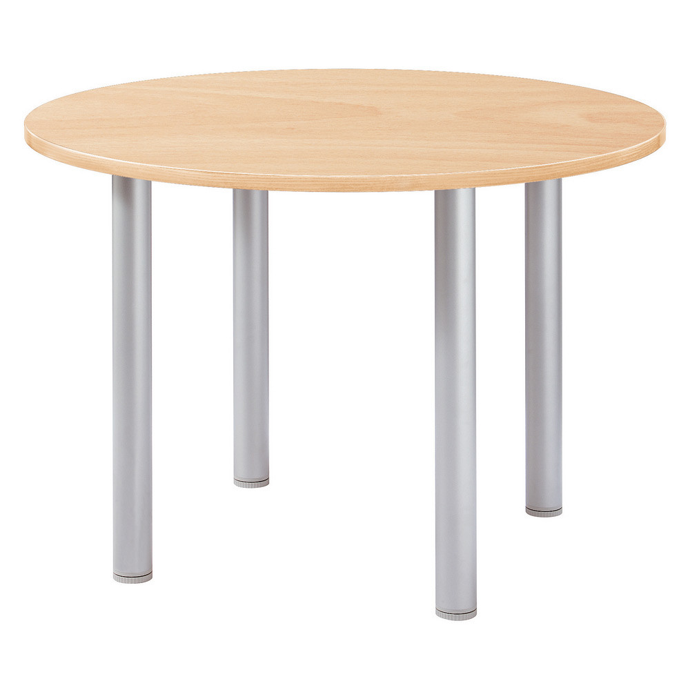 Table ronde Actual  100 cm - Plateau Htre - Pieds tubulaires Aluminium