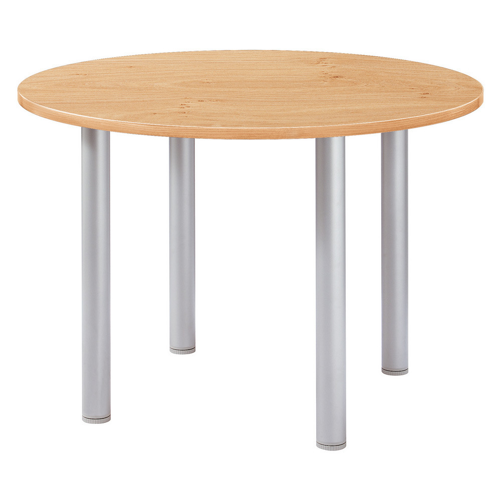 Table ronde Actual  100 cm - Plateau Chne - Pieds tubulaires Aluminium