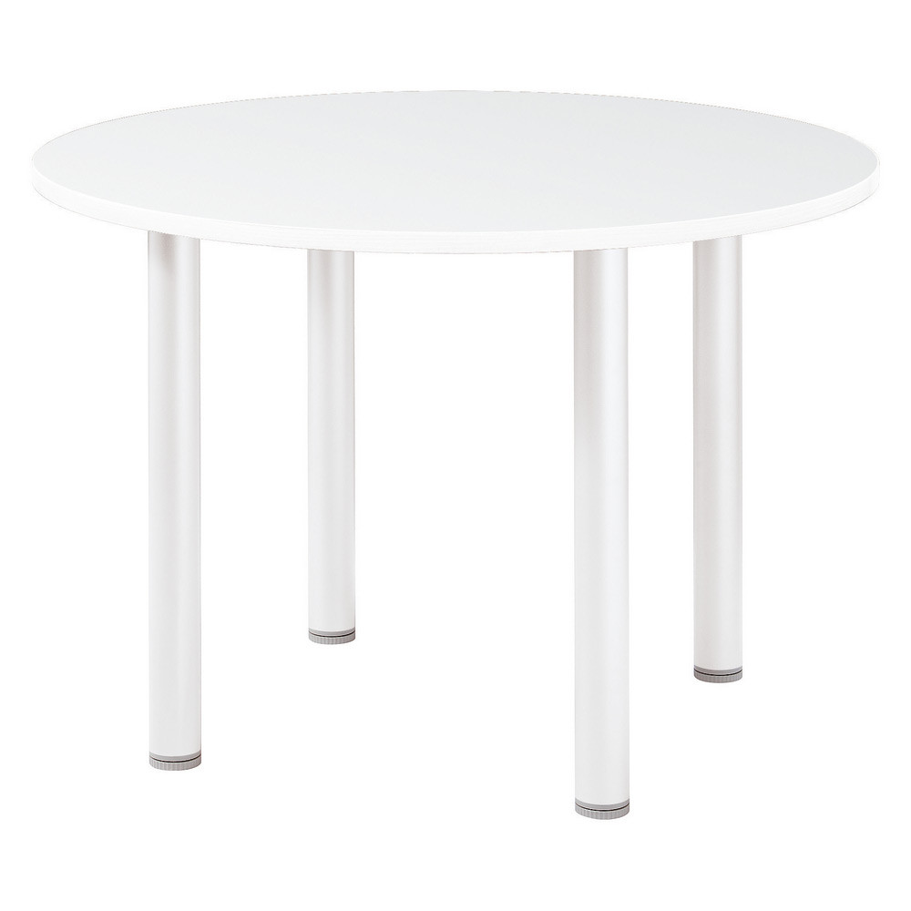 Table ronde Actual  100 cm - Plateau Blanc - Pieds tubulaires Blanc