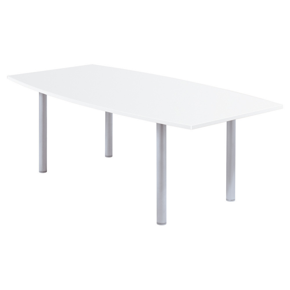 Table tonneau Actual L.200 x P.100 cm - Plateau Blanc - Pieds tubulaires Aluminium
