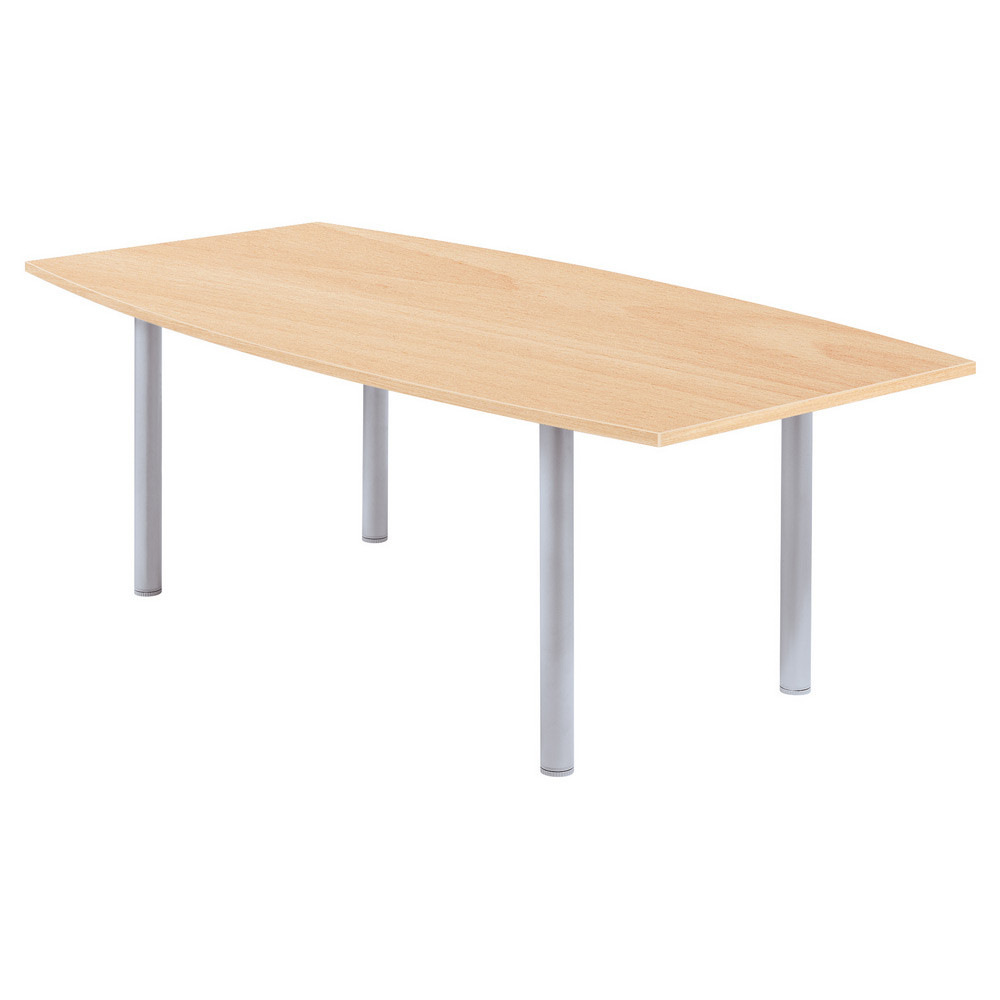Table tonneau Actual L.200 x P.100 cm - Plateau Htre - Pieds tubulaires Aluminium