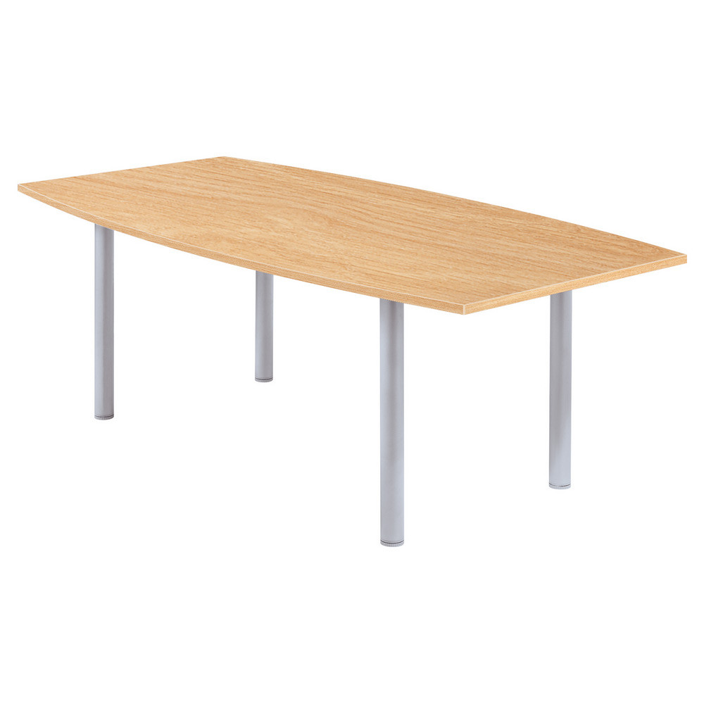 Table tonneau Actual L.200 x P.100 cm - Plateau Chne - Pieds tubulaires Aluminium