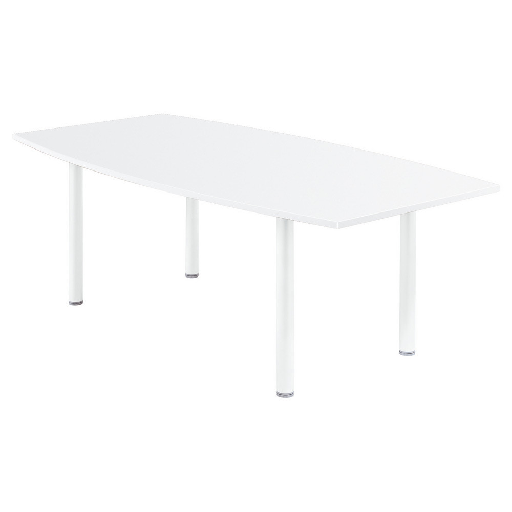 Table tonneau Actual L.200 x P.100 cm - Plateau Blanc - Pieds tubulaires Blanc