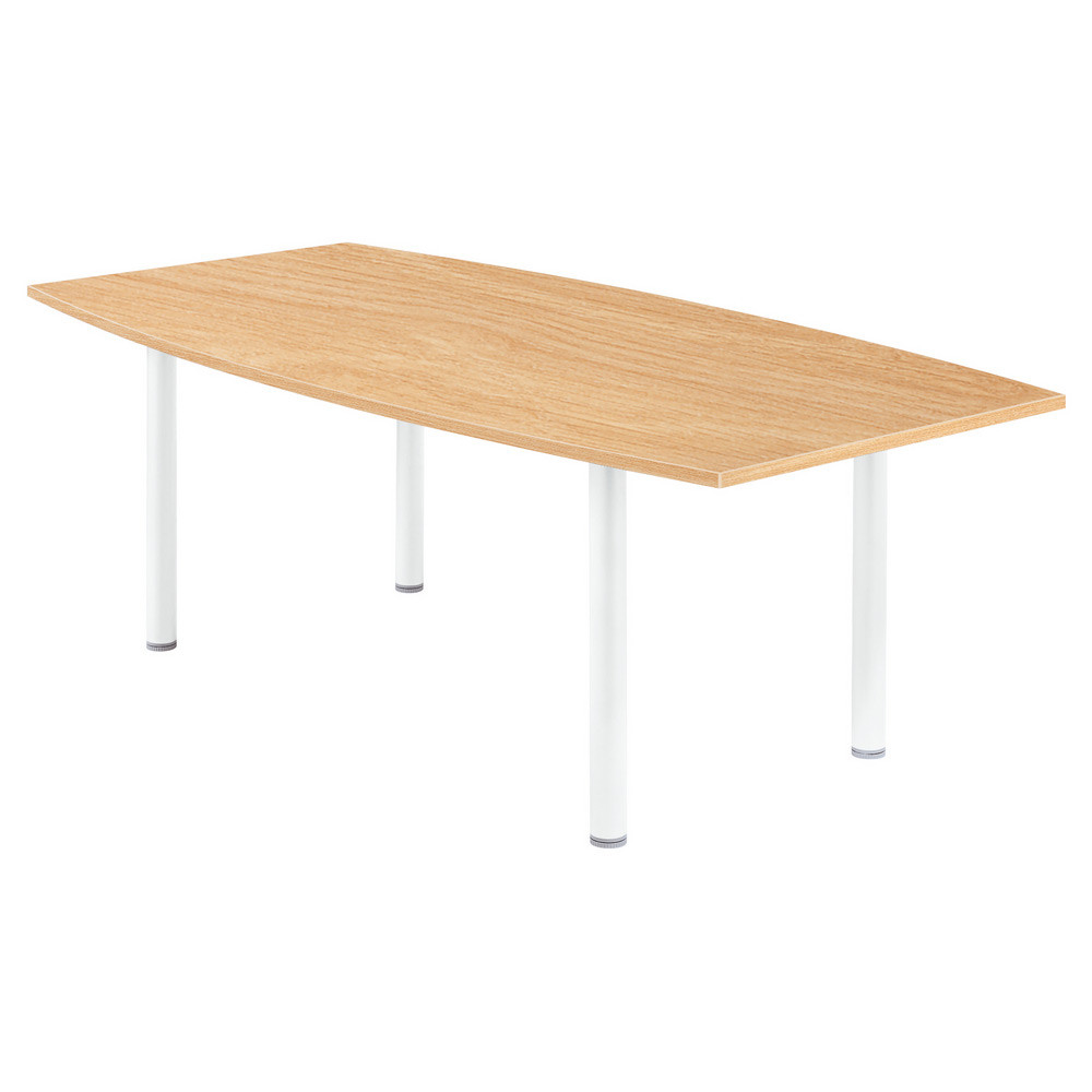 Table tonneau Actual L.200 x P.100 cm - Plateau Chne - Pieds tubulaires Blanc