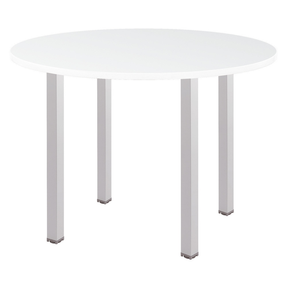 Table ronde Actual Ø 100 cm - Plateau Blanc - Pieds carrés Aluminium