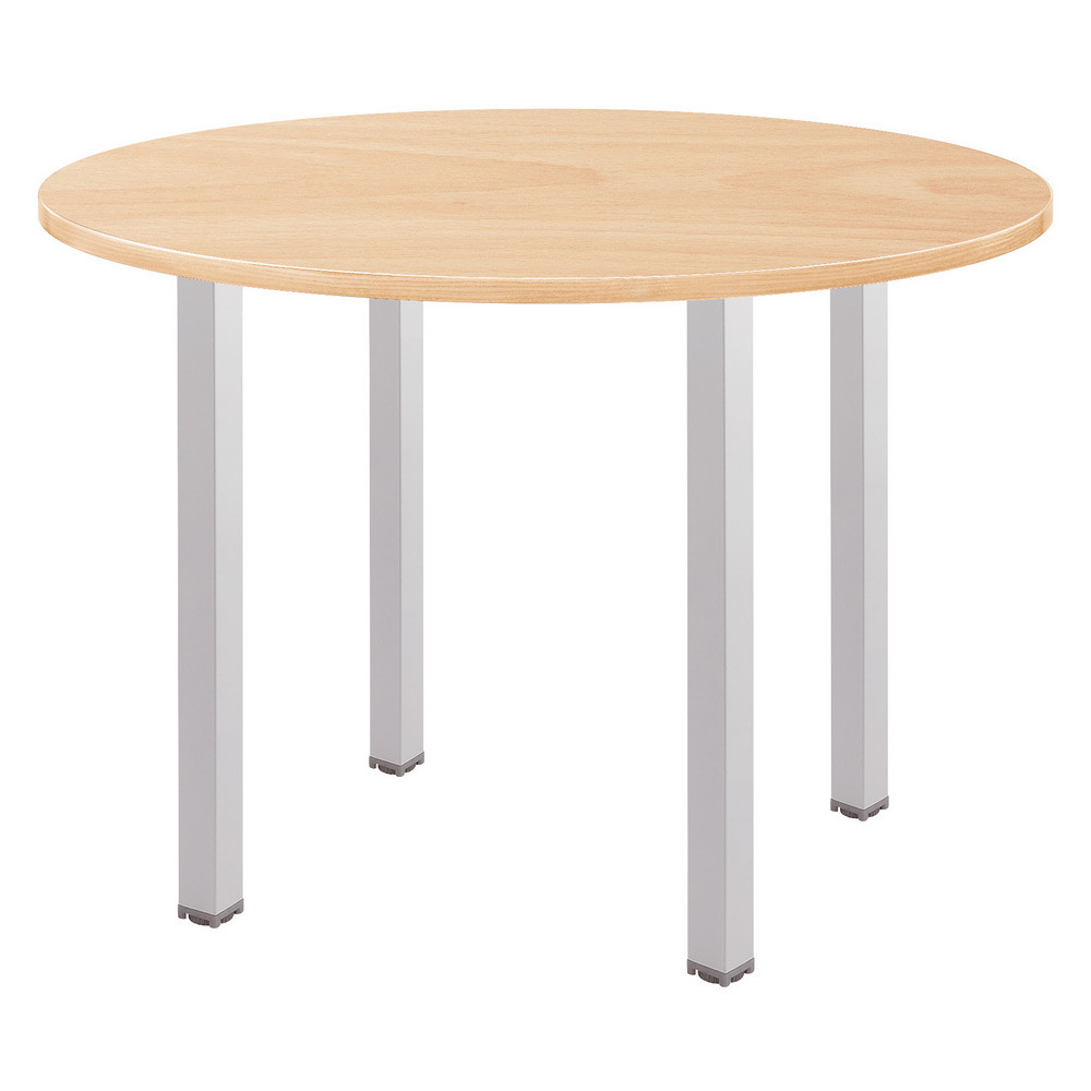 Table ronde Actual Ø 100 cm - Plateau Hêtre - Pieds carrés Aluminium