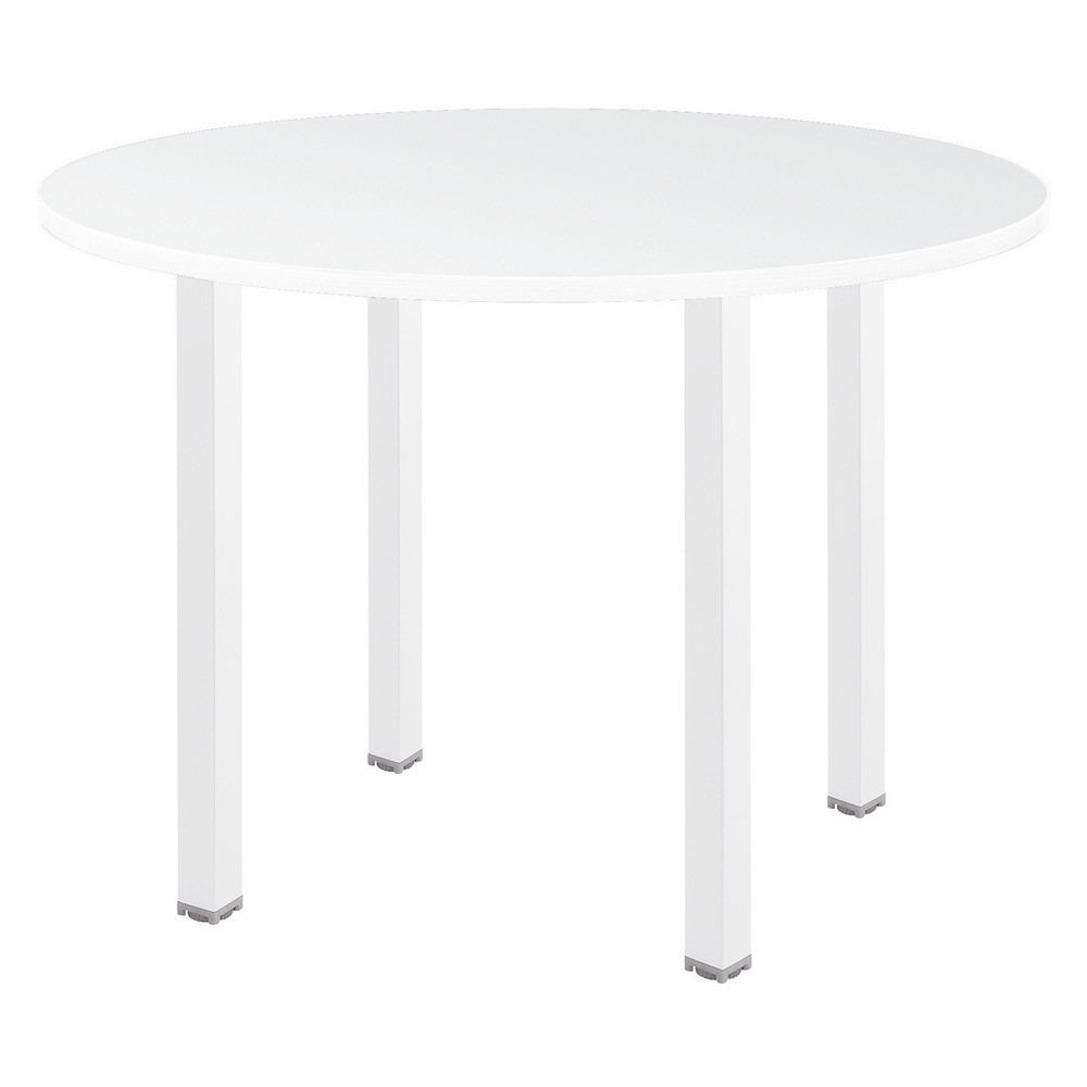 Table ronde Actual  100 cm - Plateau Blanc - Pieds carrs Blanc