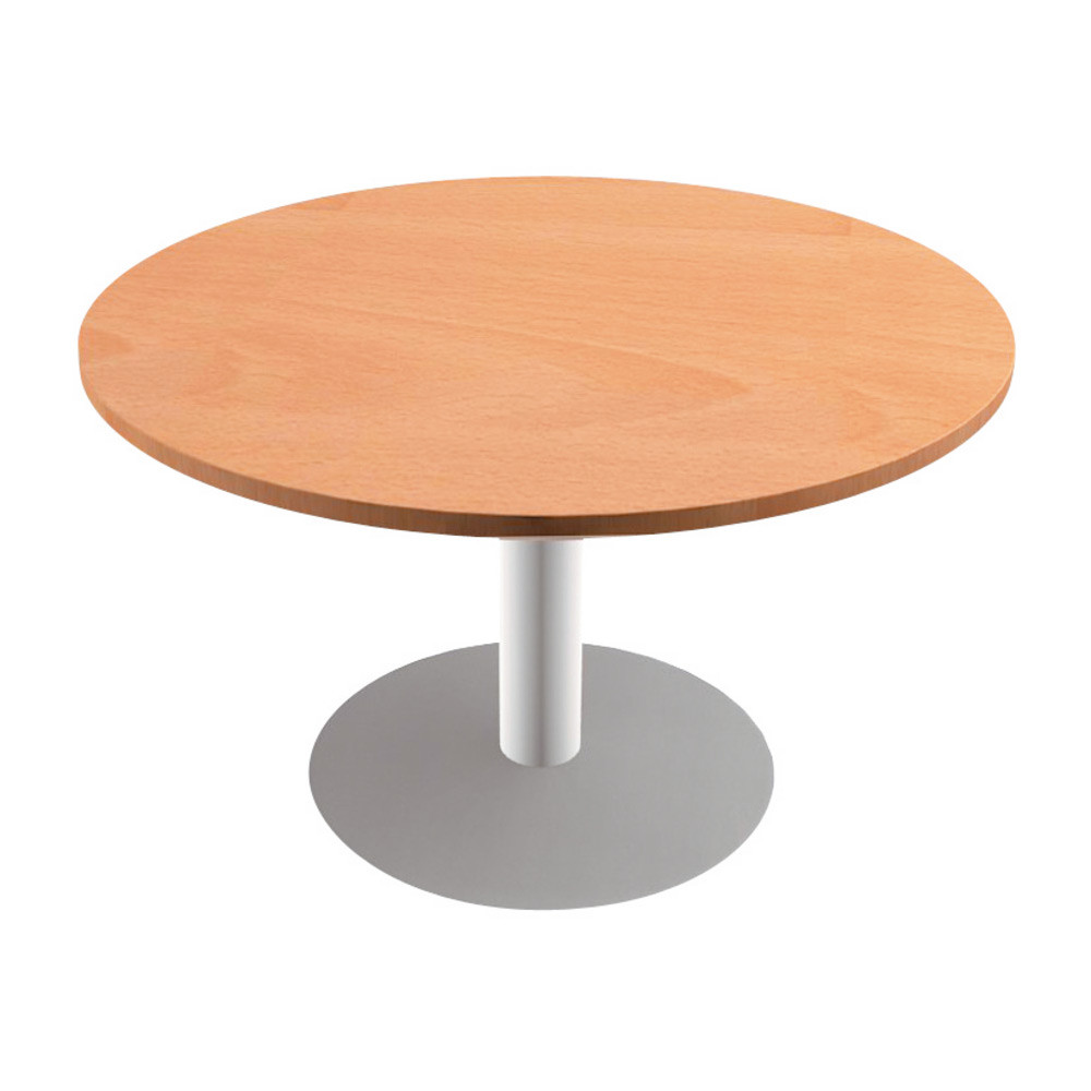 Table ronde Actual  100 cm - Plateau Htre - Pied tulipe Blanc