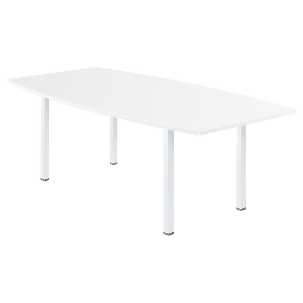 Table tonneau Actual L.200 x P.100 cm - Plateau Blanc - Pieds carrs Blanc
