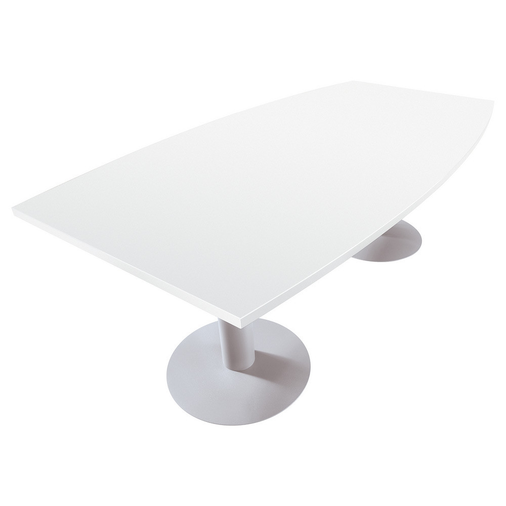Table tonneau Actual L.200 x P.100 cm - Plateau Blanc - Pied tulipe Aluminium
