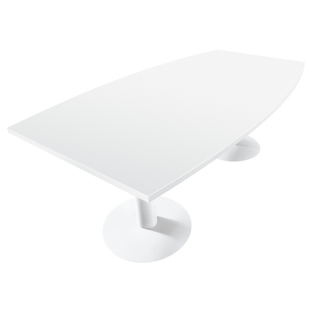 Table tonneau Actual L.200 x P.100 cm - Plateau Blanc - Pied tulipe Blanc