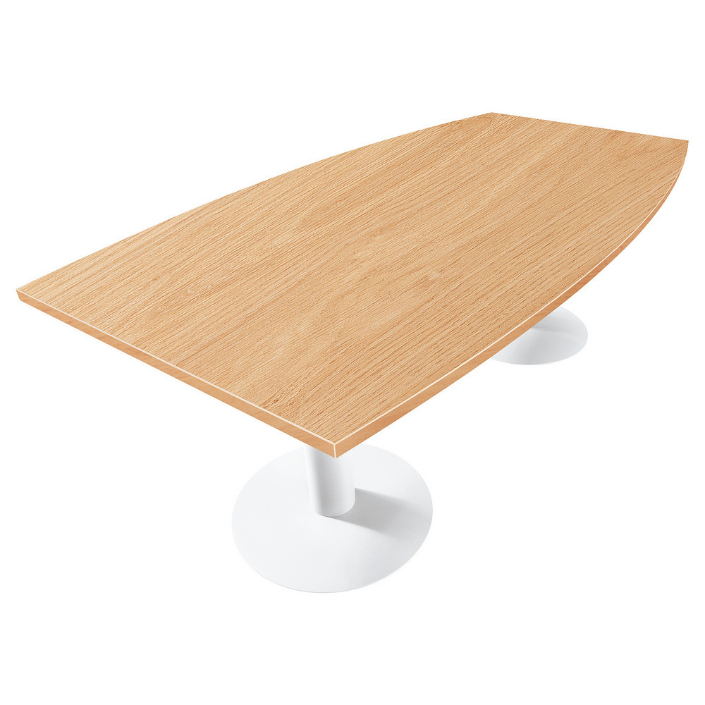 Table tonneau Actual L.200 x P.100 cm - Plateau Chne - Pied tulipe Blanc