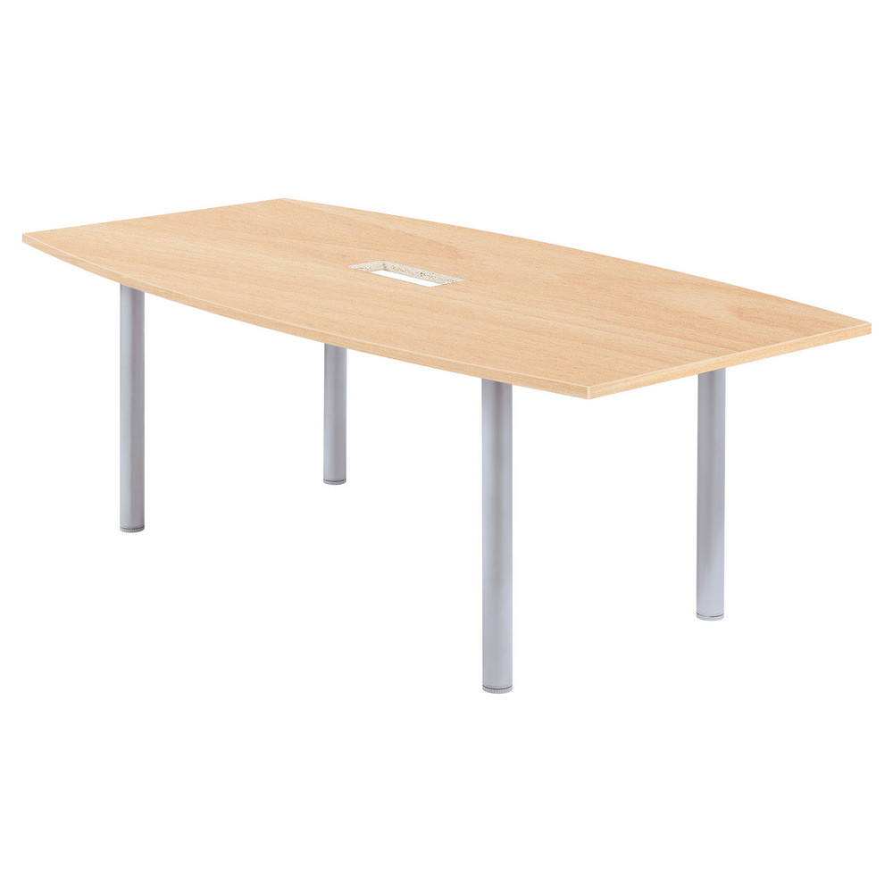Table tonneau avec lectrification Actual L.200 x P.100 cm - Plateau Htre - Pieds tubulaires Aluminium