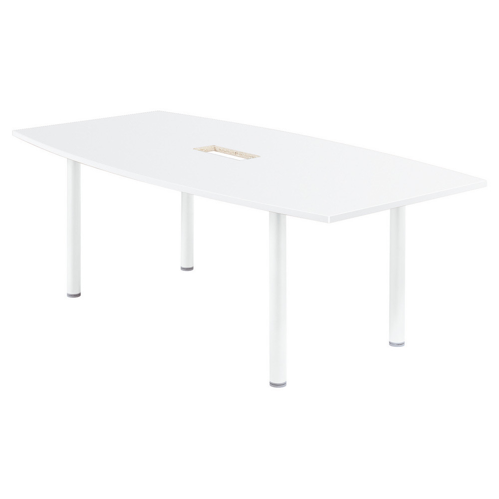 Table tonneau avec lectrification Actual L.200 x P.100 cm - Plateau Blanc - Pieds tubulaires Blanc