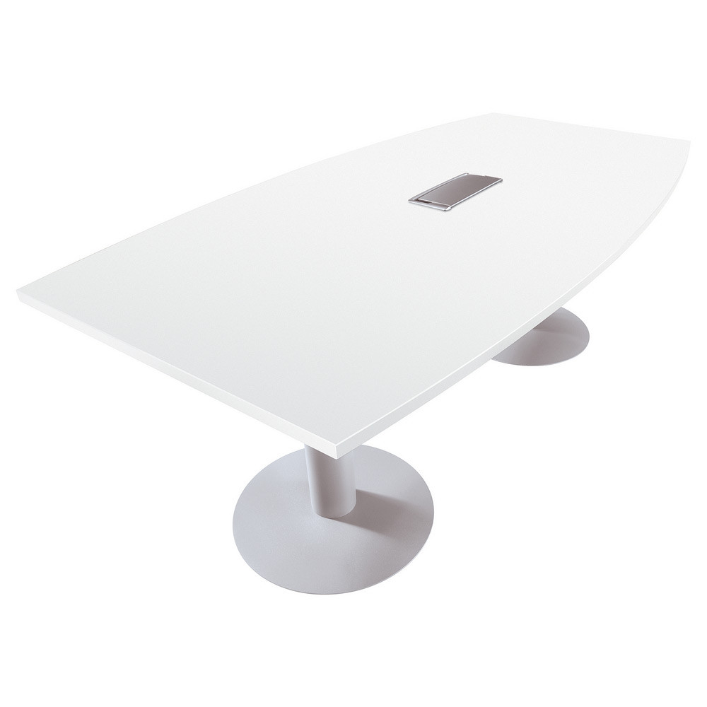 Table tonneau avec lectrification Actual L.200 x P.100 cm - Plateau Blanc - Pied tulipe Aluminium