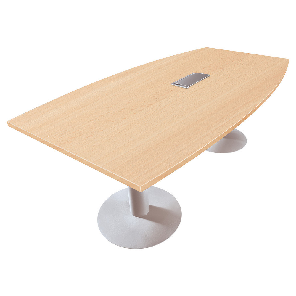 Table tonneau avec lectrification Actual L.200 x P.100 cm - Plateau Htre - Pied tulipe Aluminium