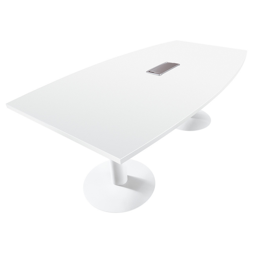 Table tonneau avec lectrification Actual L.200 x P.100 cm - Plateau Blanc - Pied tulipe Blanc