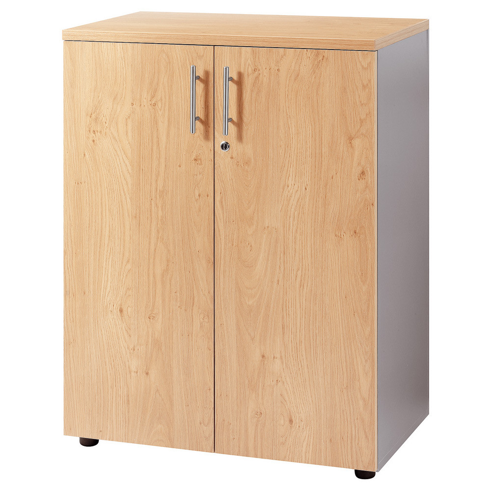Meuble mi-hauteur Actual avec portes - H.102 x L.80 x P.47 cm - Corps Aluminium - Portes Chne