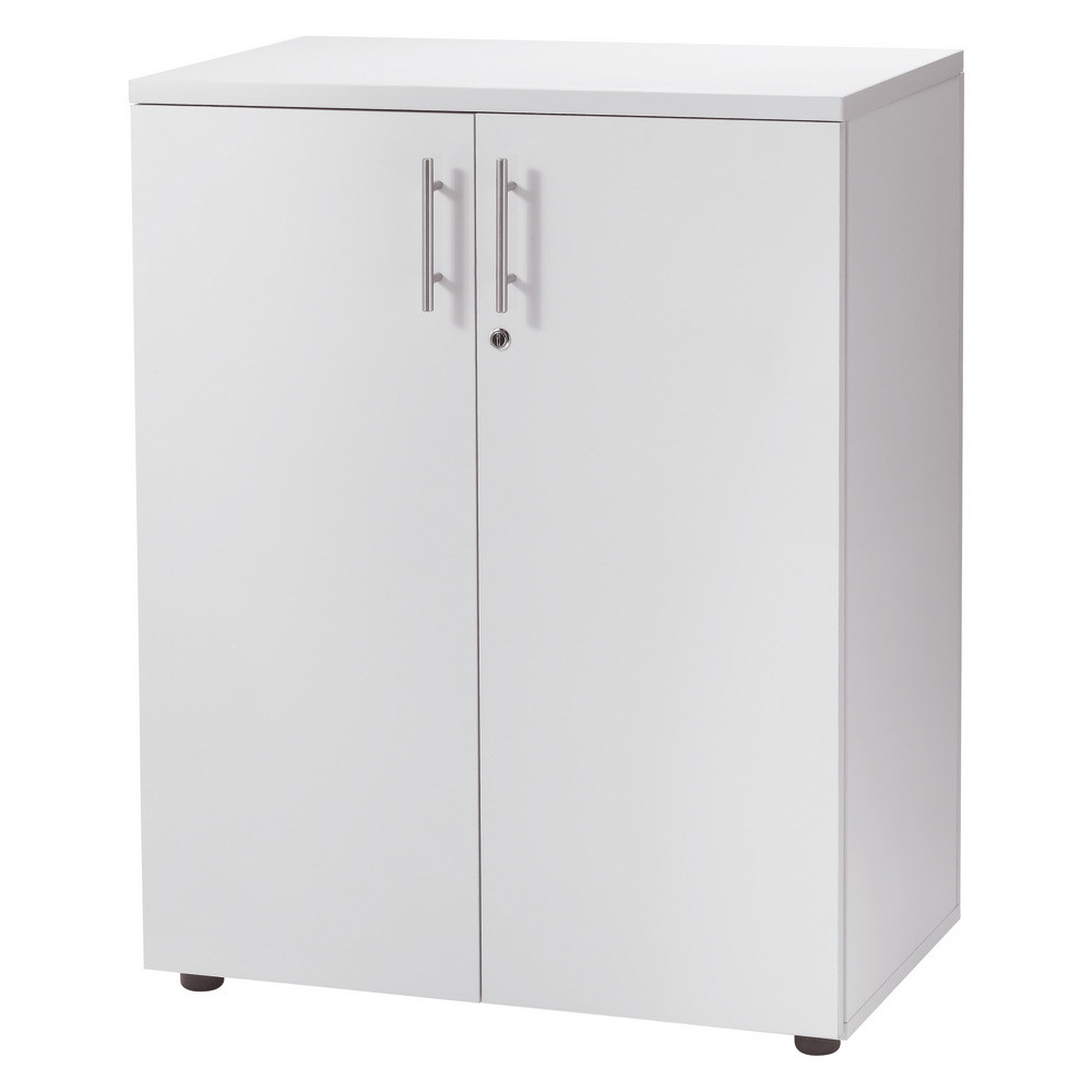 Meuble mi-hauteur Actual avec portes - H.102 x L.80 x P.47 cm - Corps Blanc - Portes Blanc