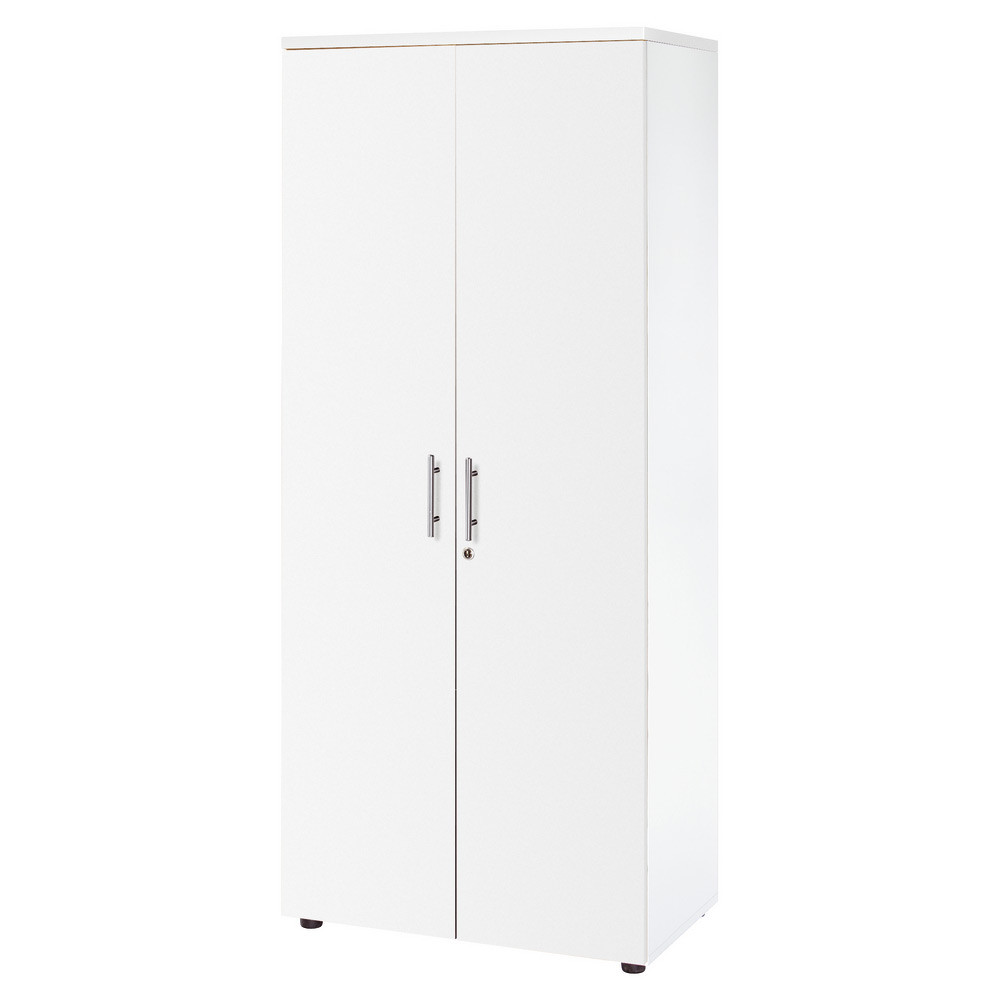 Meuble haut Axiome - L.80 x H.180 cm - 2 portes hautes - Corps Blanc - Portes Blanc