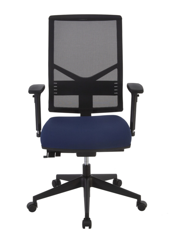 Fauteuil direction Dynamic Maille Noir Tissu Bleu Hauteur rglable - Accoudoirs Dossier Roulette